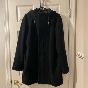 Uniqlo mens Xl hooded black long wool coat
